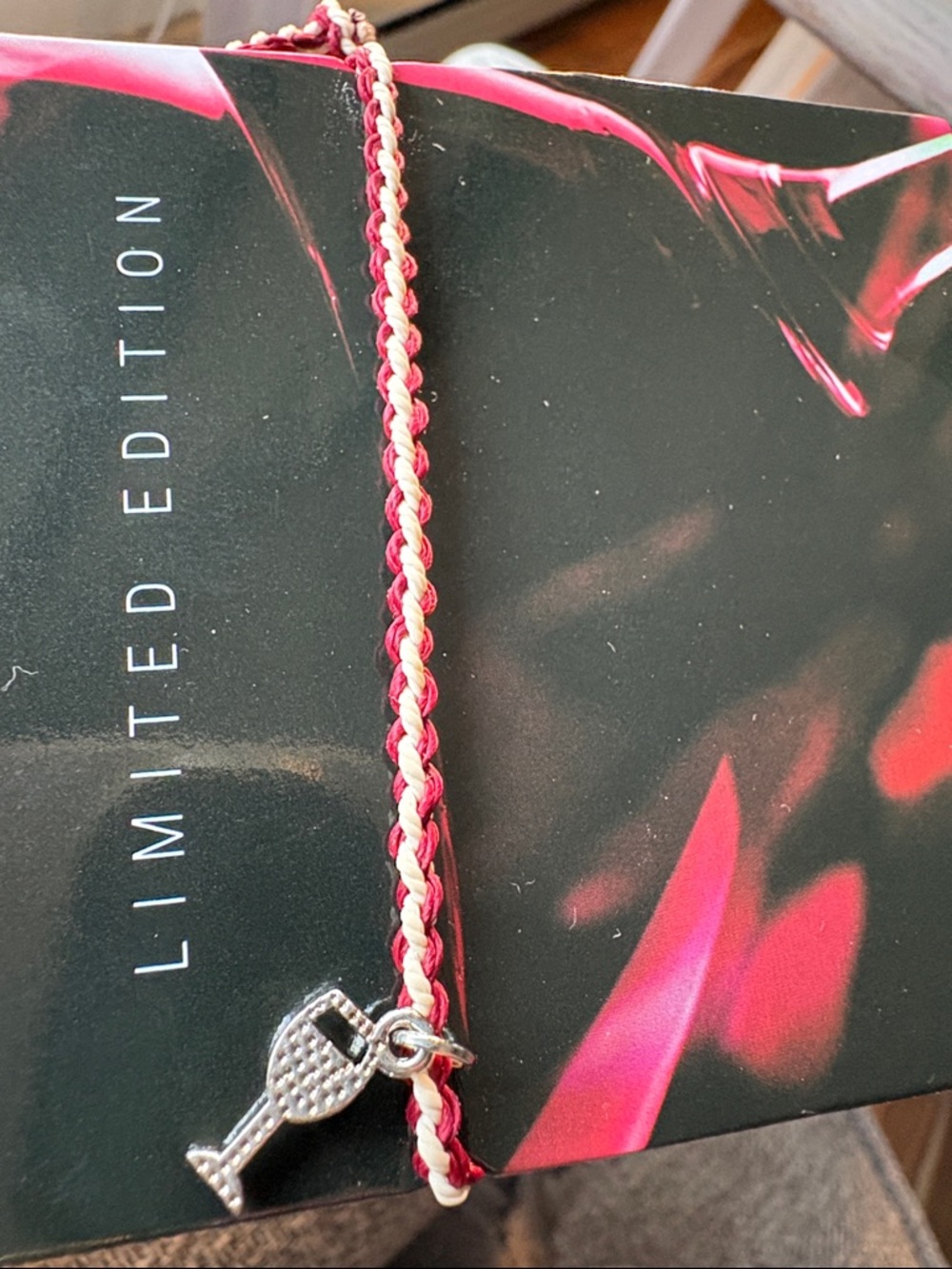 Effy Red and Cream Braided Limited Edition Bracelet- wine glass - Picture 4 of 4